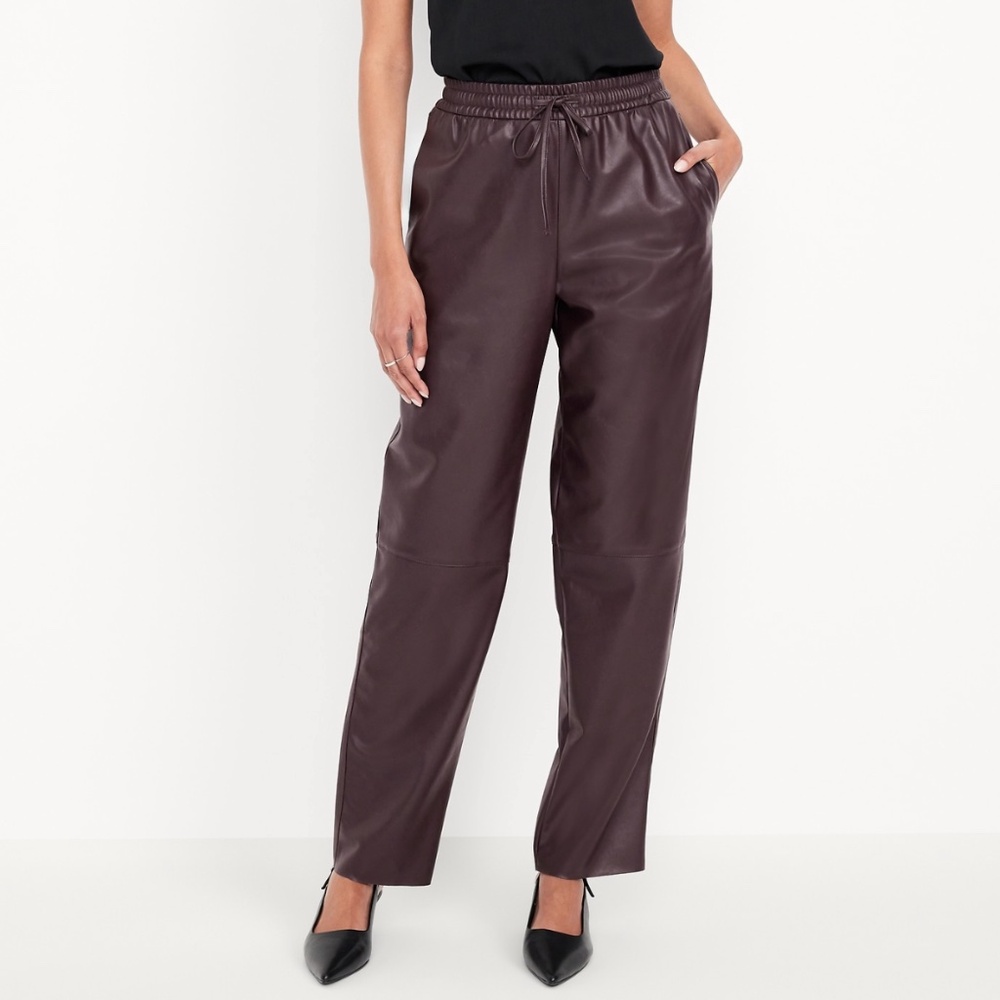 High-Waisted Billie Faux Leather Trouser